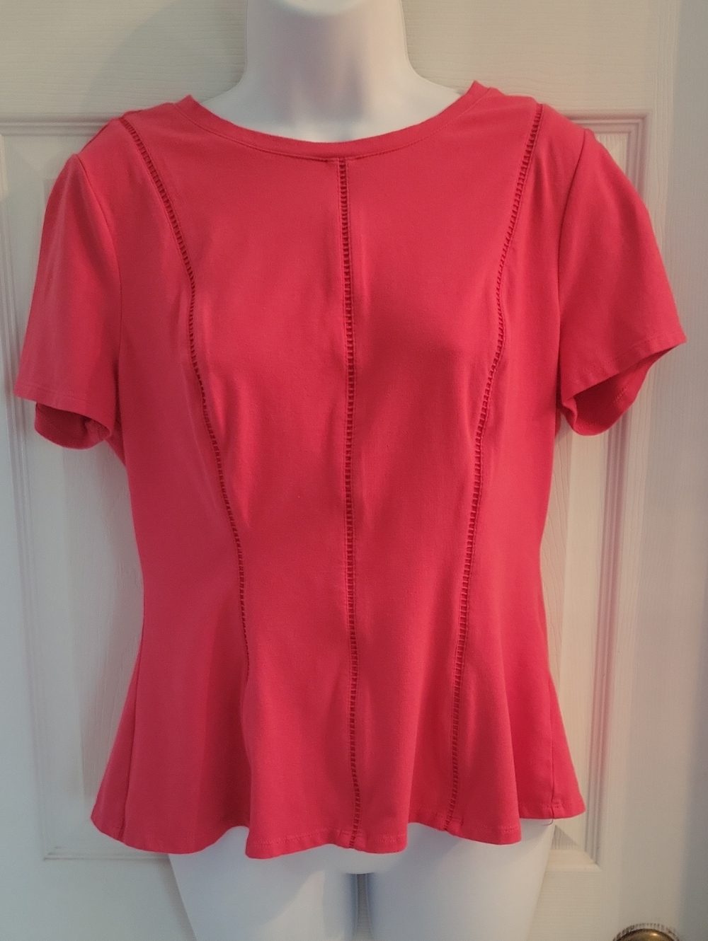 White House Black Market Pink Short-Sleeve Peplum Tee